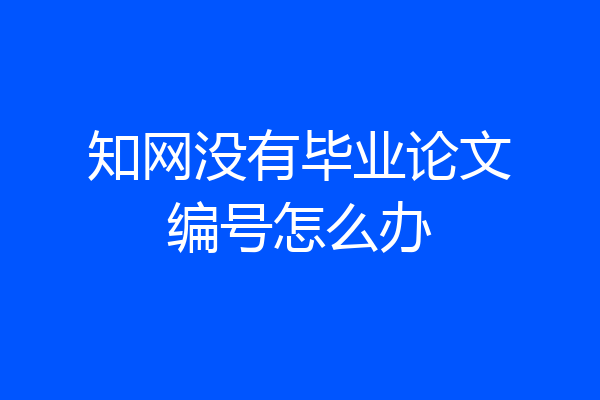 知网没有毕业论文编号怎么办