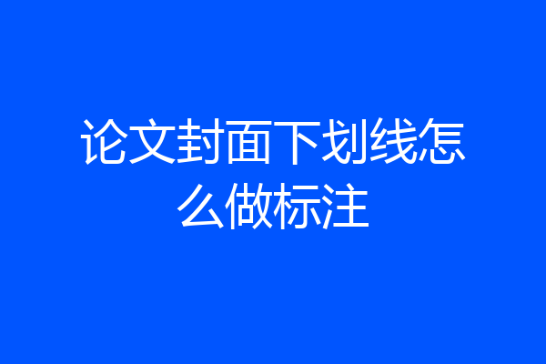论文封面下划线怎么做标注