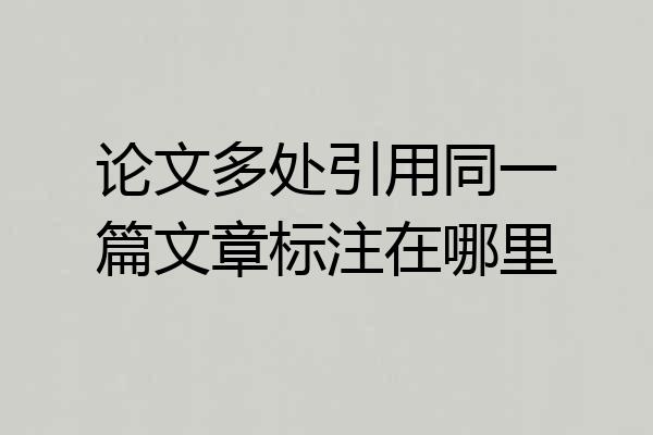 论文多处引用同一篇文章标注在哪里