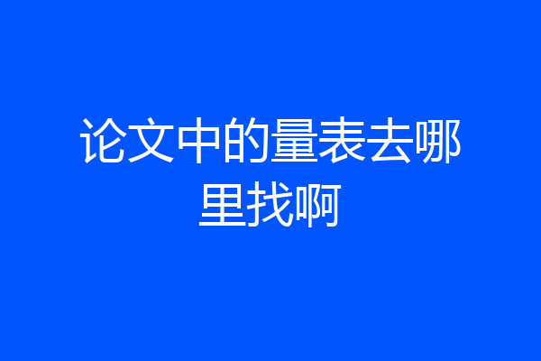 论文中的量表去哪里找啊