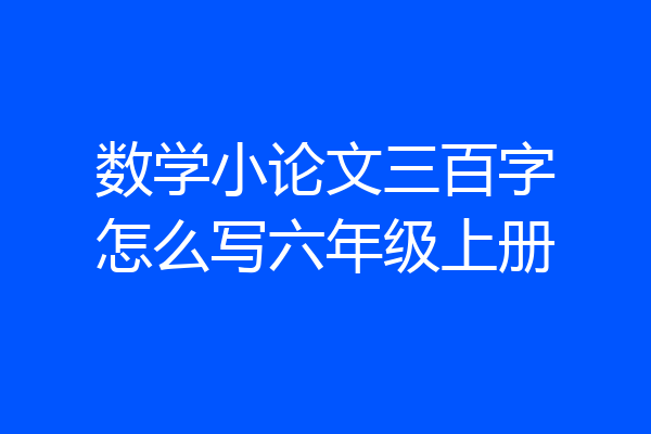 数学小论文三百字怎么写六年级上册