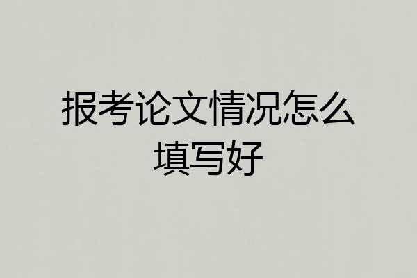 报考论文情况怎么填写好