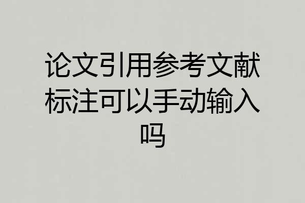 论文引用参考文献标注可以手动输入吗