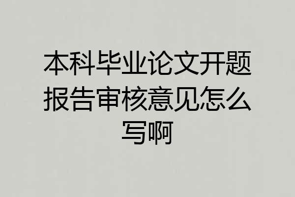 本科毕业论文开题报告审核意见怎么写啊