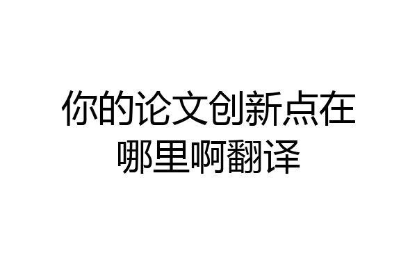 你的论文创新点在哪里啊翻译