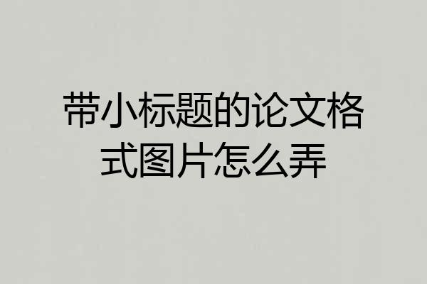 带小标题的论文格式图片怎么弄