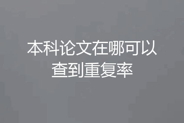 本科论文在哪可以查到重复率