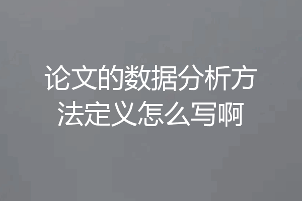 论文的数据分析方法定义怎么写啊
