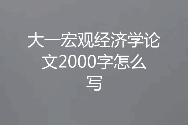 大一宏观经济学论文2000字怎么写