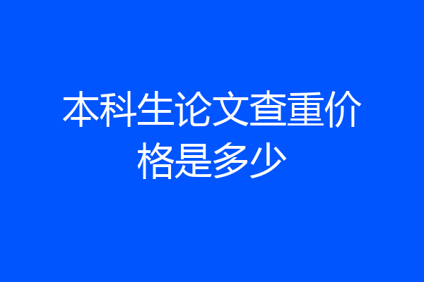 本科生论文查重价格是多少
