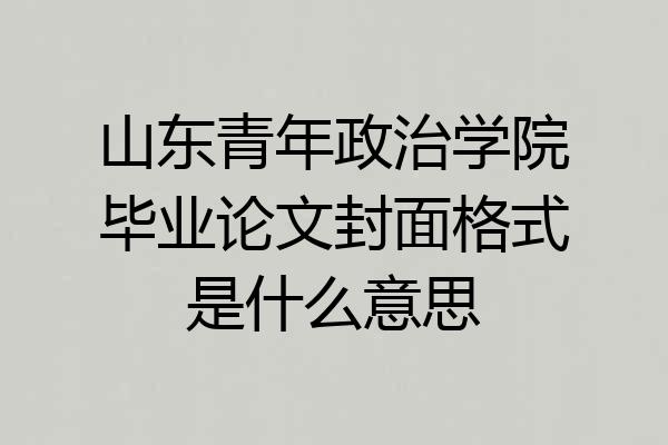 山东青年政治学院毕业论文封面格式是什么意思