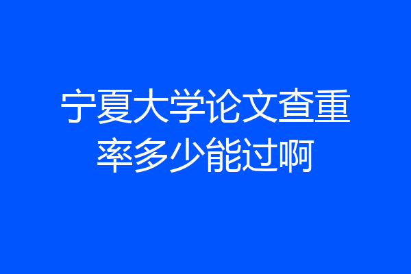 宁夏大学论文查重率多少能过啊