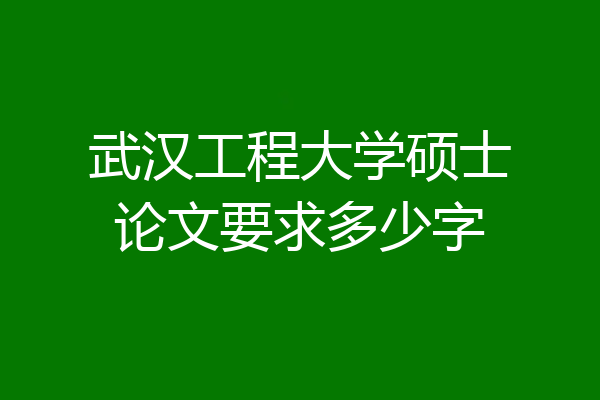 武汉工程大学硕士论文要求多少字