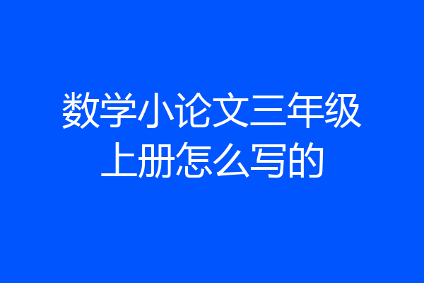 数学小论文三年级上册怎么写的