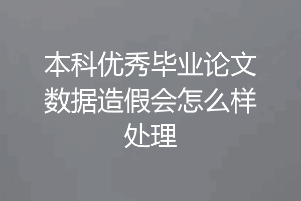 本科优秀毕业论文数据造假会怎么样处理