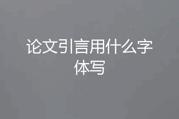 论文引言用什么字体写