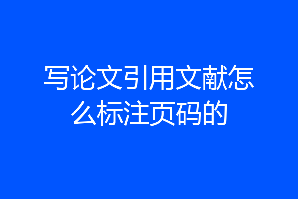 写论文引用文献怎么标注页码的