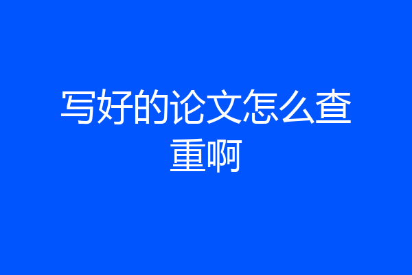 写好的论文怎么查重啊
