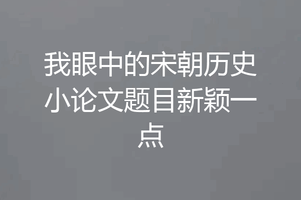 我眼中的宋朝历史小论文题目新颖一点