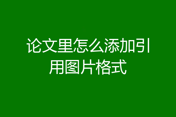 论文里怎么添加引用图片格式