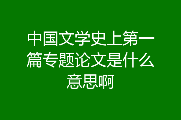 中国文学史上第一篇专题论文是什么意思啊