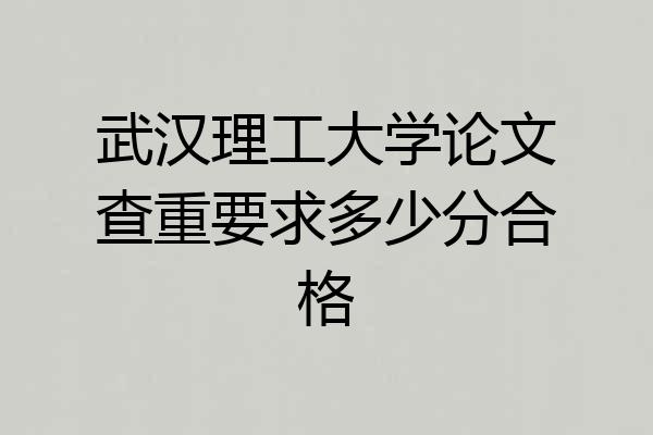 武汉理工大学论文查重要求多少分合格