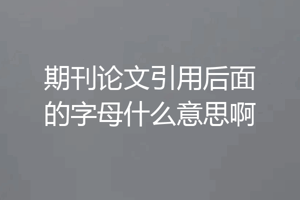 期刊论文引用后面的字母什么意思啊