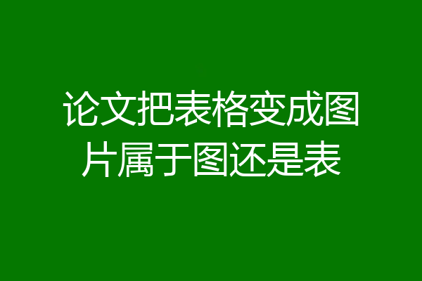 论文把表格变成图片属于图还是表