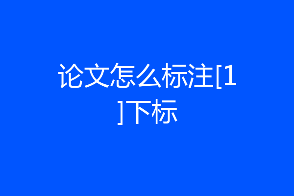 论文怎么标注[1]下标