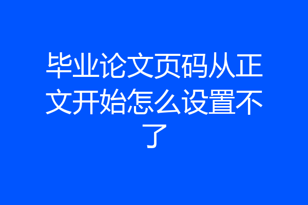 毕业论文页码从正文开始怎么设置不了