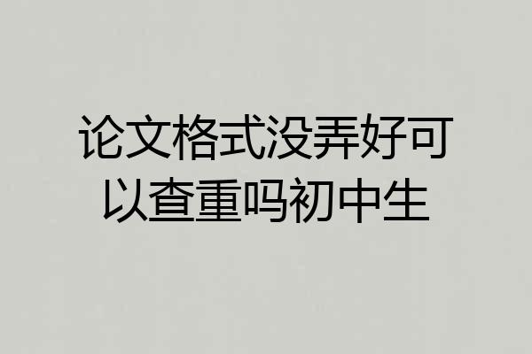 论文格式没弄好可以查重吗初中生