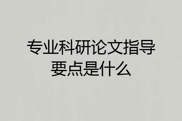 专业科研论文指导要点是什么