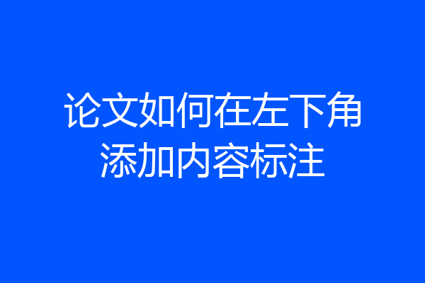 论文如何在左下角添加内容标注