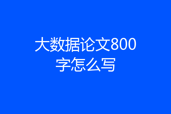 大数据论文800字怎么写