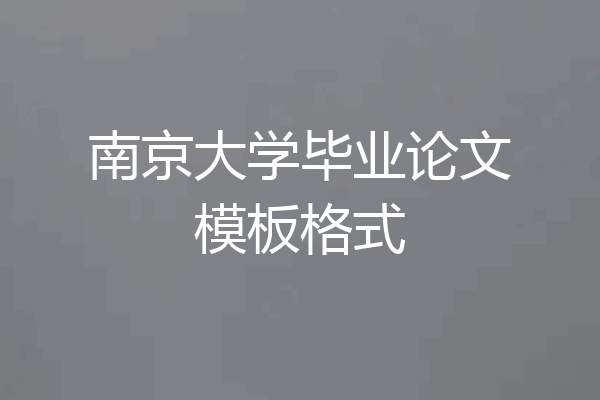 南京大学毕业论文模板格式