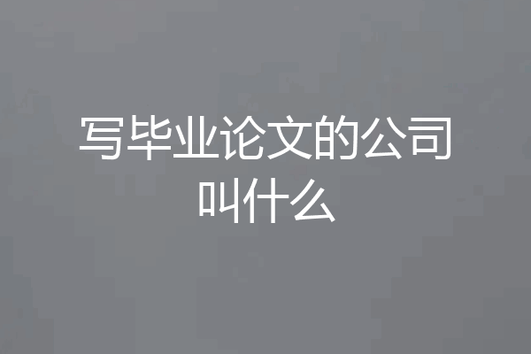 写毕业论文的公司叫什么