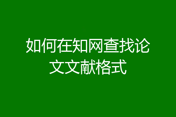 如何在知网查找论文文献格式