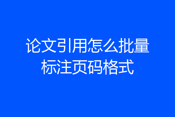 论文引用怎么批量标注页码格式