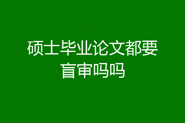 硕士毕业论文都要盲审吗吗