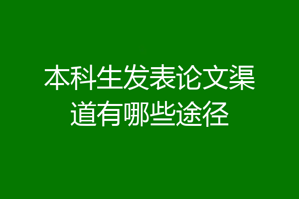 本科生发表论文渠道有哪些途径