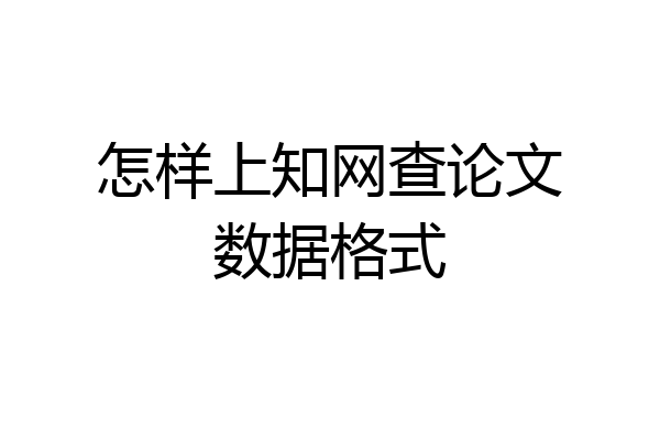 怎样上知网查论文数据格式