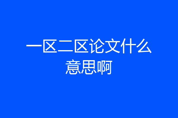 一区二区论文什么意思啊