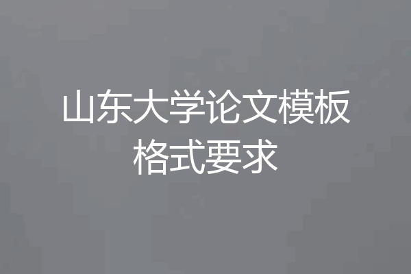 山东大学论文模板格式要求
