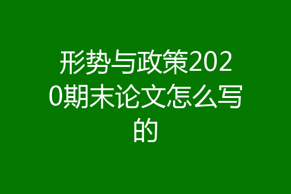 形势与政策2020期末论文怎么写的