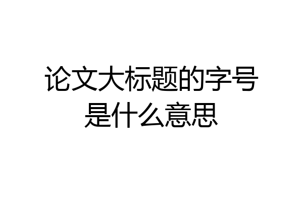 论文大标题的字号是什么意思