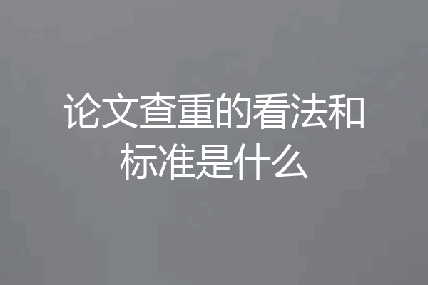 论文查重的看法和标准是什么