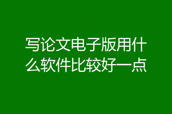 写论文电子版用什么软件比较好一点