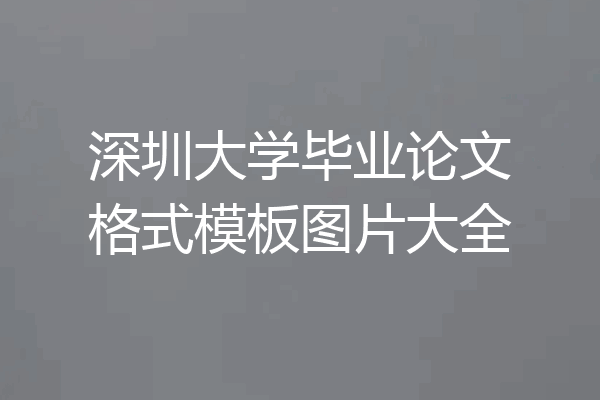 深圳大学毕业论文格式模板图片大全