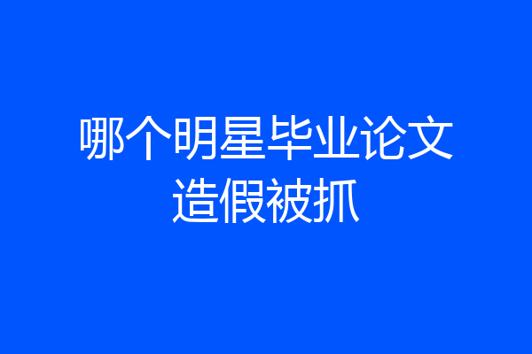 哪个明星毕业论文造假被抓