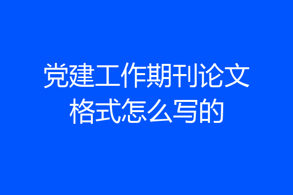 党建工作期刊论文格式怎么写的
